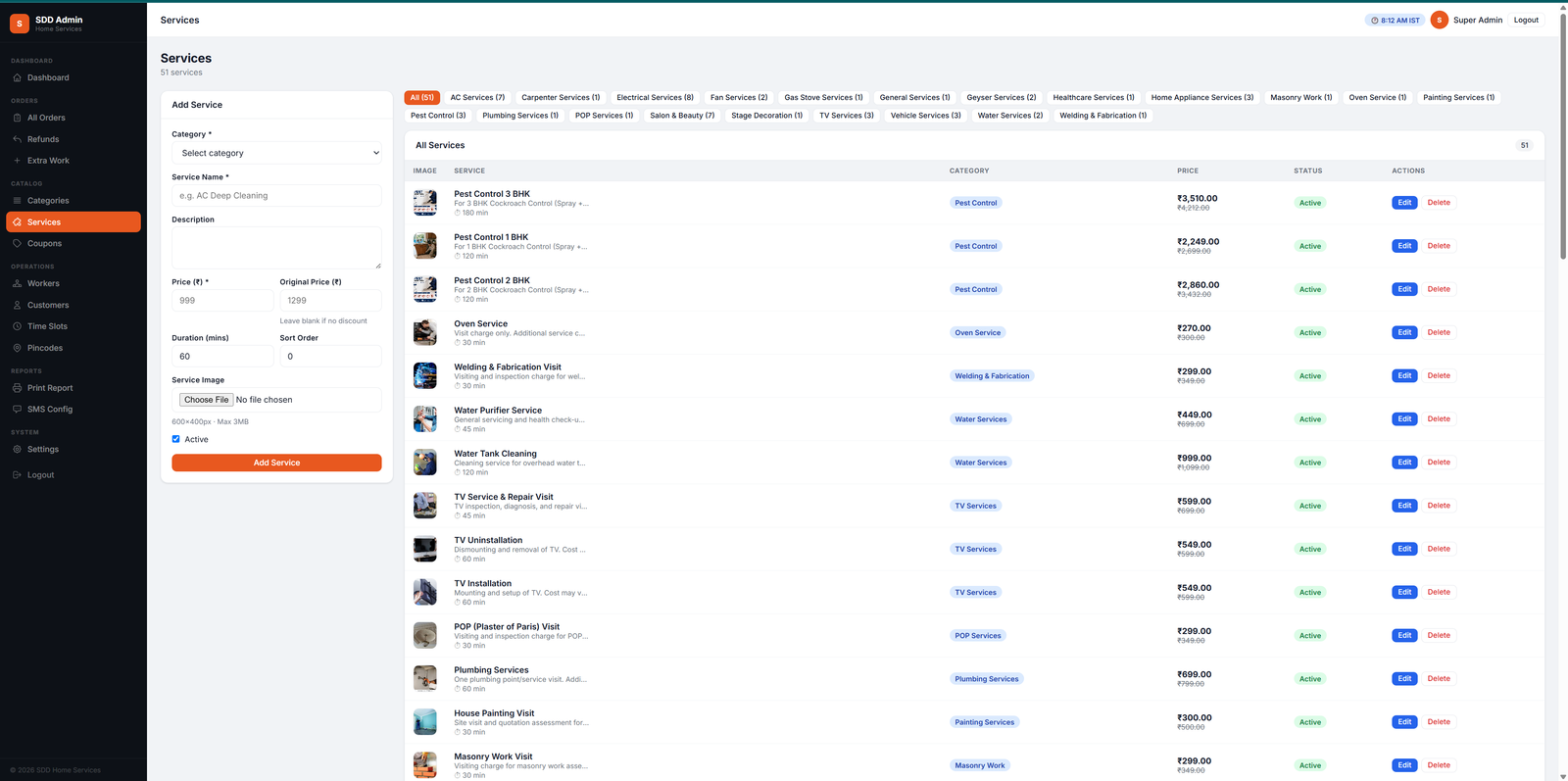 Home Services PHP Script — Admin + Worker + Customer