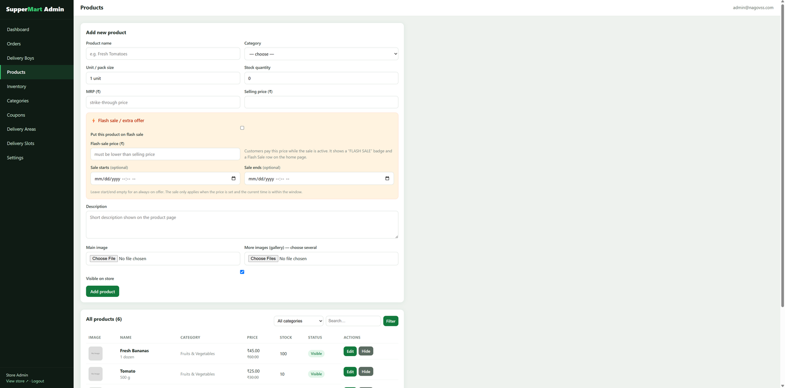 "PHP Grocery Delivery Website Script with Admin Panel + Delivery App + OTP Verification