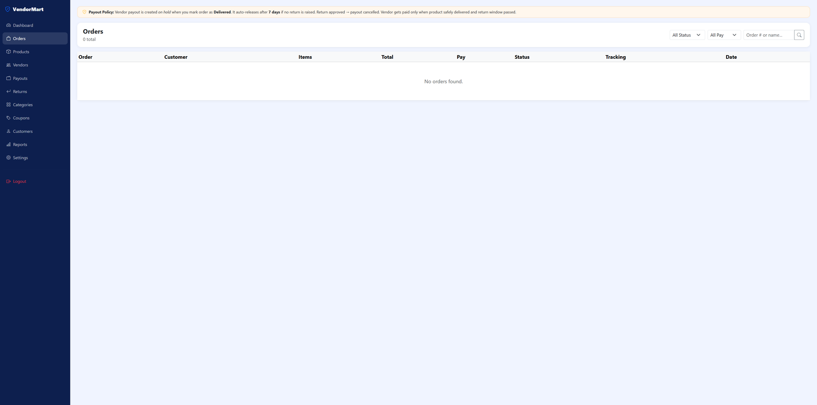 VendorMart — PHP Multi-Vendor E-Commerce Platform with Razorpay & WhatsApp