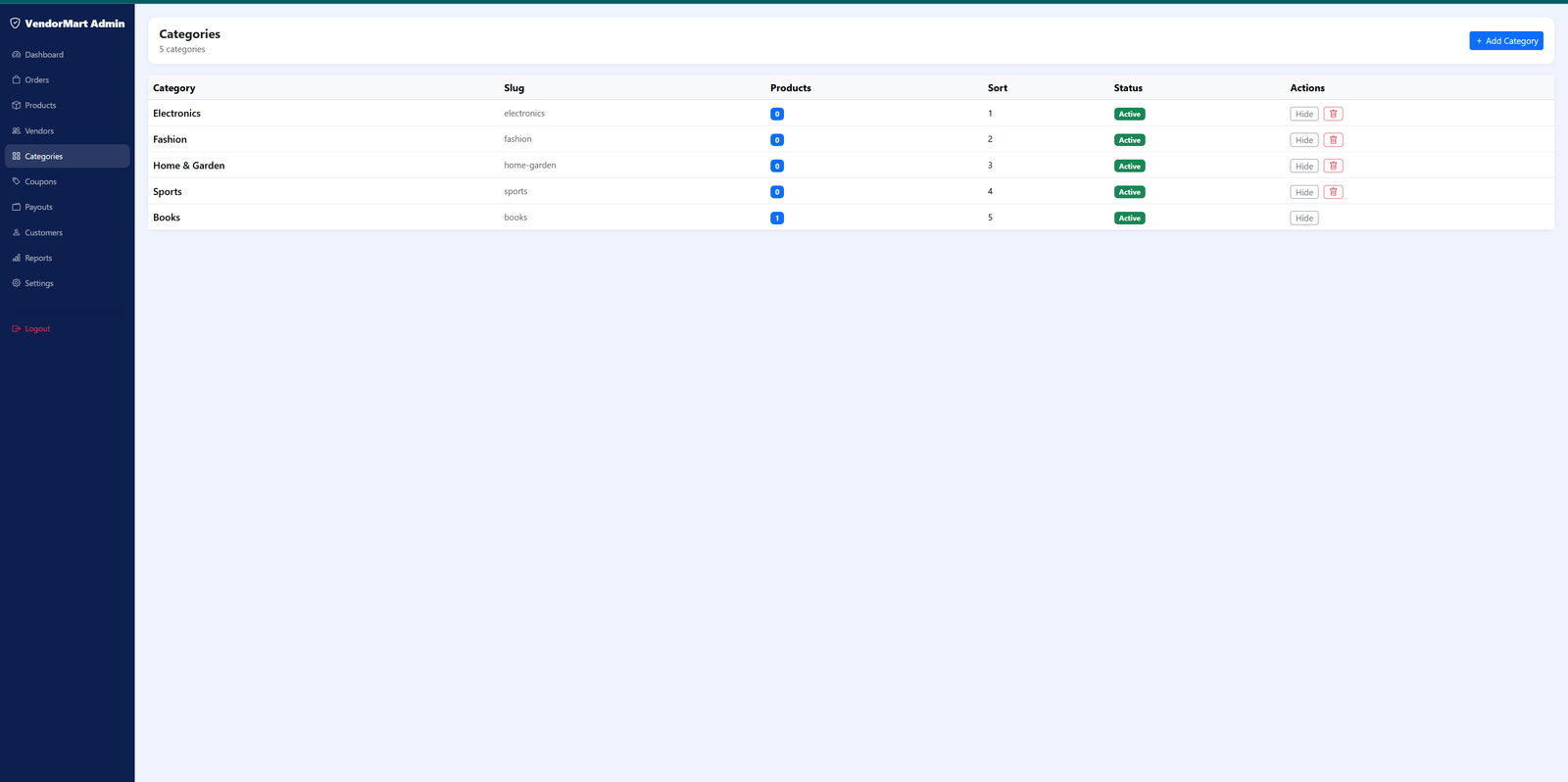 VendorMart — PHP Multi-Vendor E-Commerce Platform with Razorpay & WhatsApp