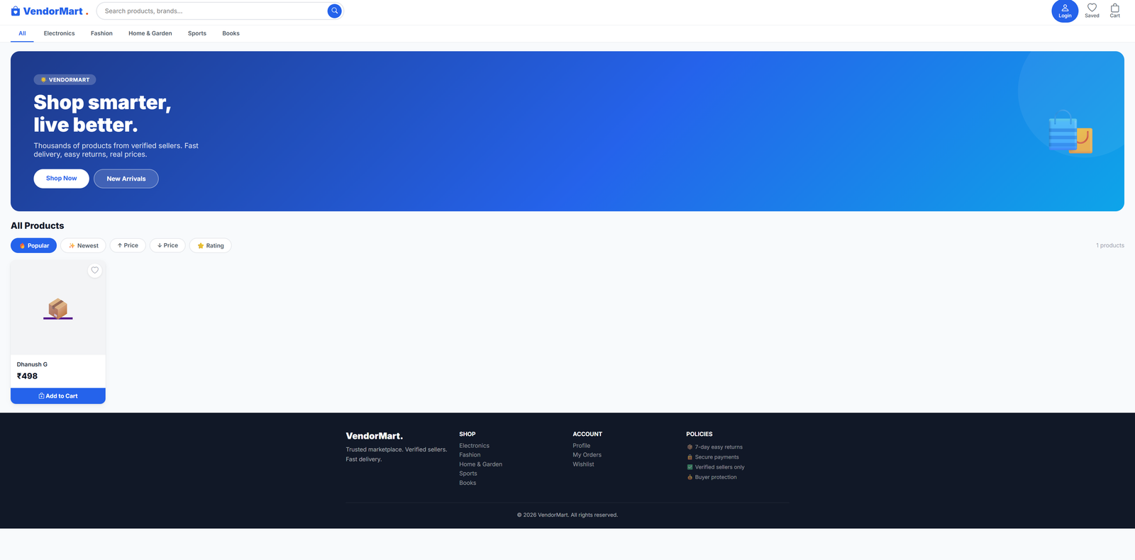 VendorMart — PHP Multi-Vendor E-Commerce Platform with Razorpay & WhatsApp